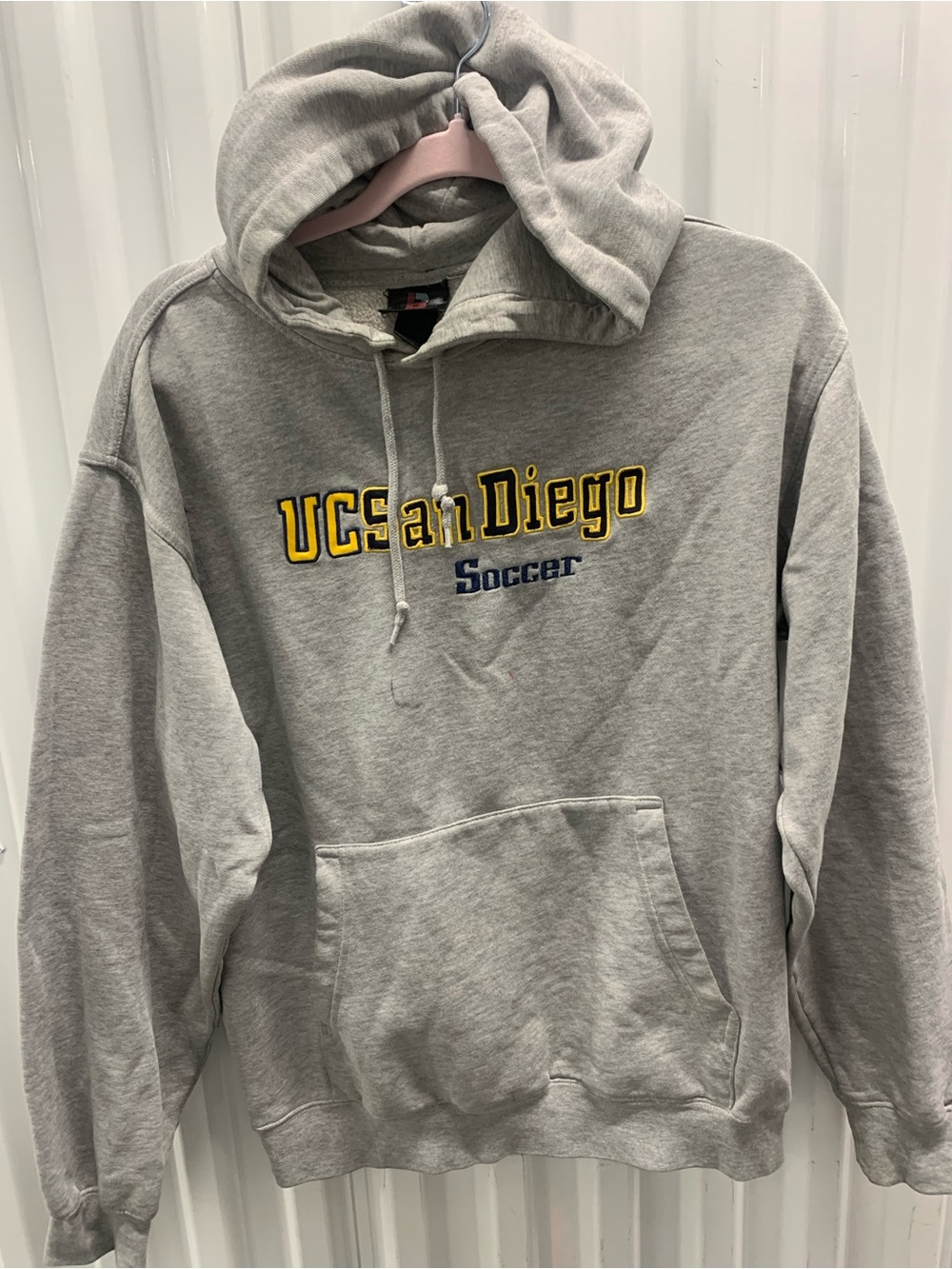UCSD San Diego Soccer Embroirdered Vintage Gray Pullover Hoodie